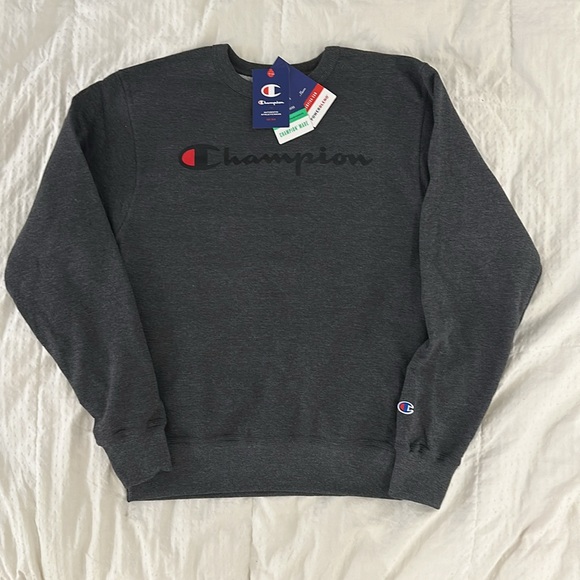 Champion Powerblend Script Logo Grey Sweatshirt size Small - Picture 4 of 7